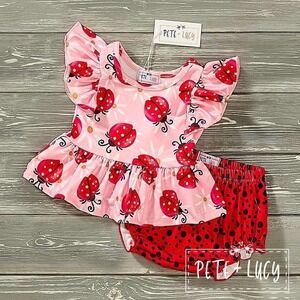Pete & Lucy Ladybug Girl Bummie Set 3-6 mos NWT‎